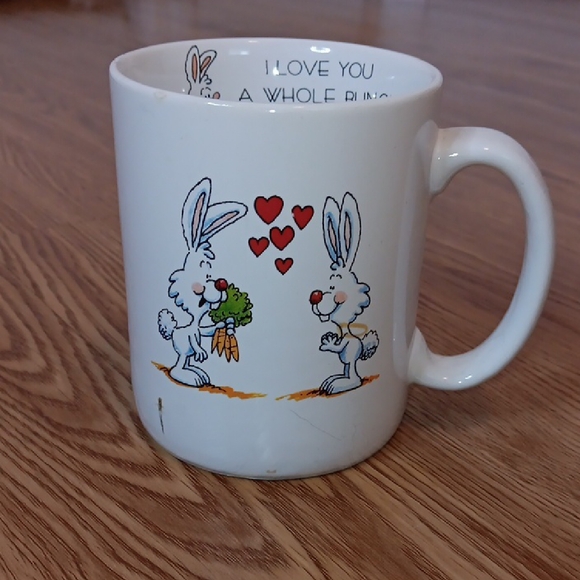 Vagabond Creations White Ceramic Mug Valentines Bunny Design - Picture 1 of 7